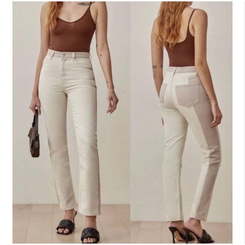 Reformation Cynthia Tonal Reworked High Rise Straight Jeans in Clay Size 28